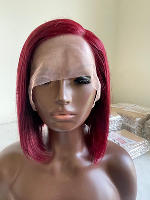 AUTUMN RED STRAIGHT FRONTAL BOB WIG 10"